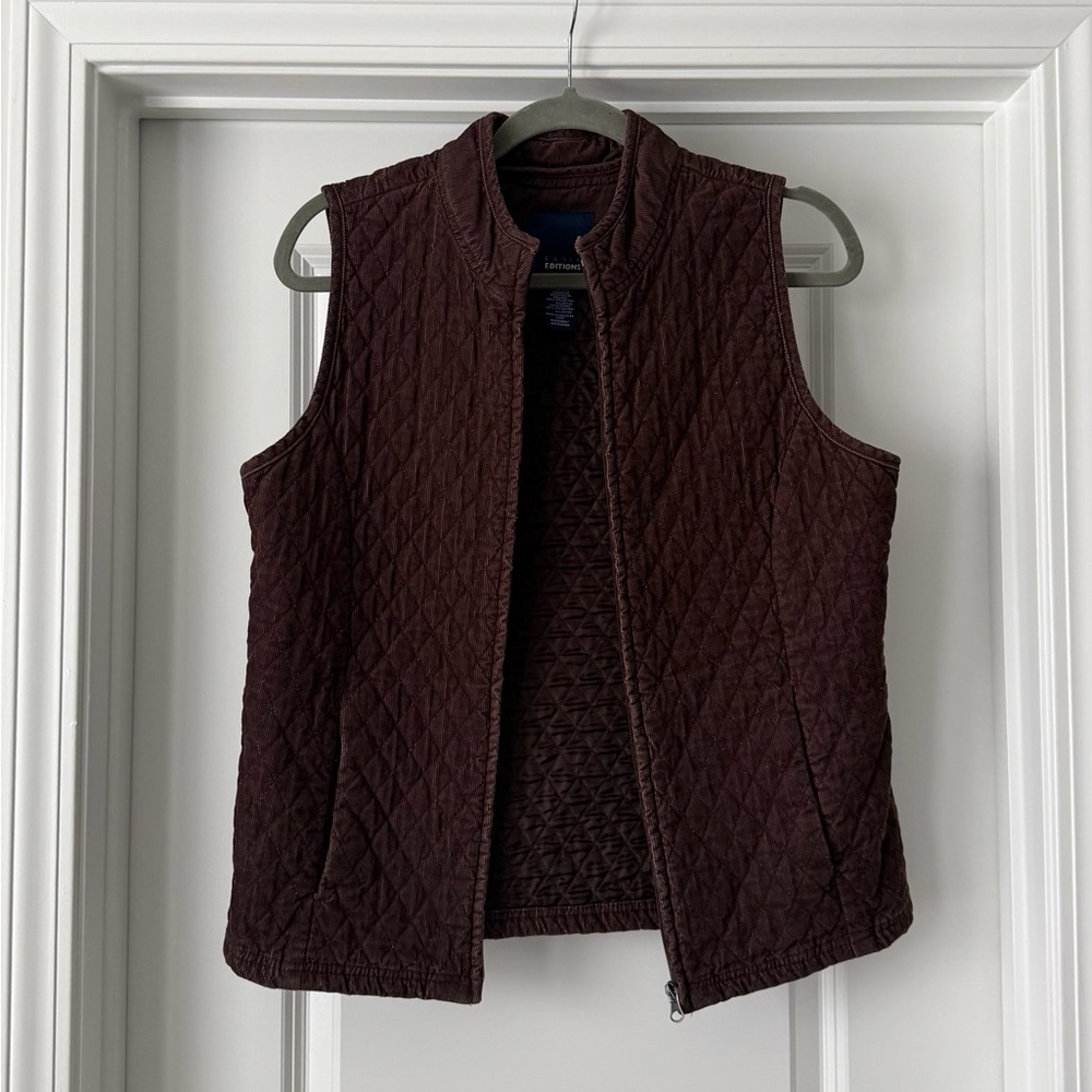 Basic Editions Brown Quilted Vest